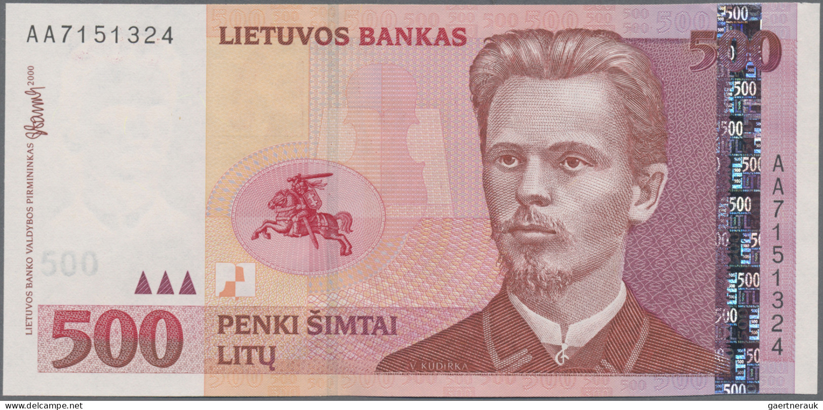 Lithuania: Lietuvos Bankas, 500 Litu 2000, P.64 In UNC Condition. - Litouwen