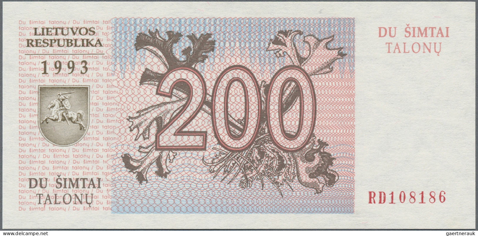 Lithuania: Lietuvos Respublika, Huge Lot With 20 Banknotes, Series 1991-1993, Wi - Lituanie