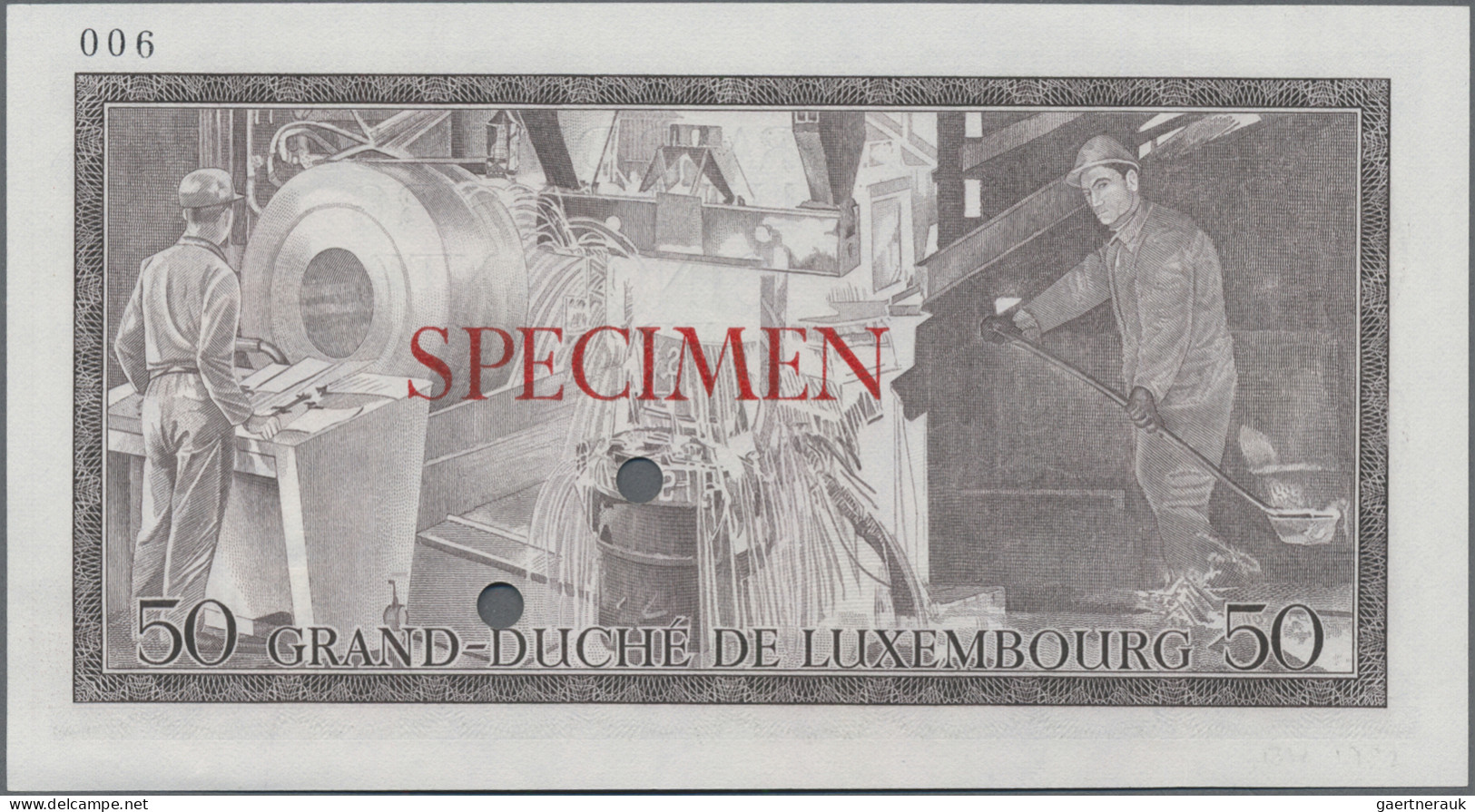 Luxembourg: Grand-Duché De Luxembourg, 50 Francs 1972 SPECIMEN, Signature Title - Luxemburg