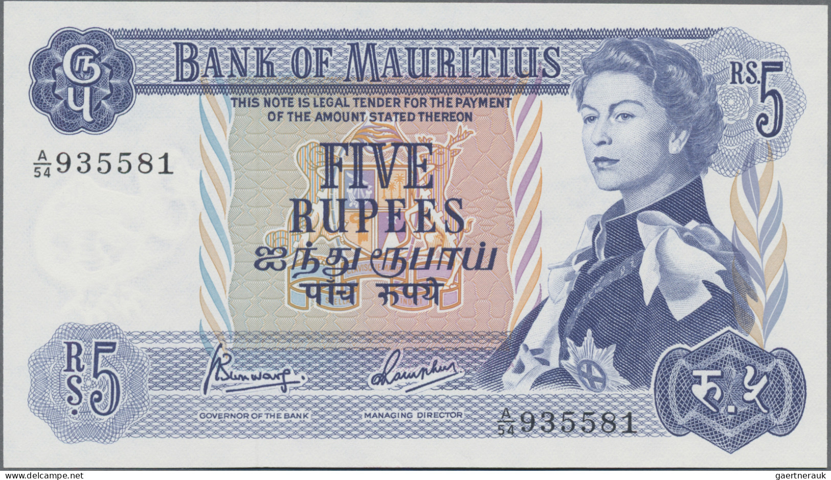 Mauritius: Bank Of Mauritius, Lot With 3 Banknotes, Series ND(1967) And 1999, Wi - Mauritius