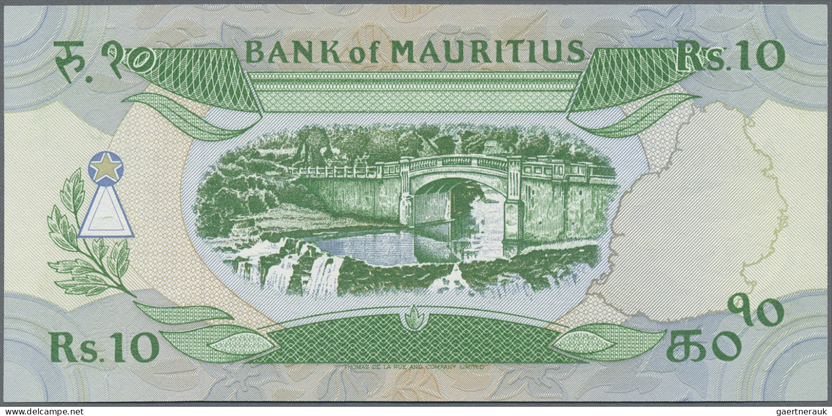 Mauritius: Bank Of Mauritius, Lot With 5 Banknotes, Series 1985/86, With 5 Rupee - Maurice