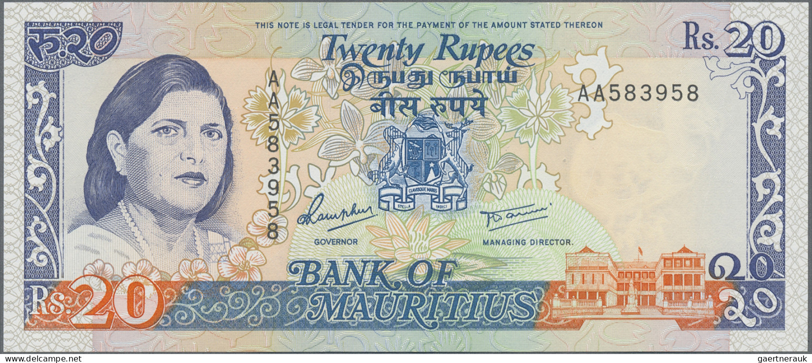 Mauritius: Bank Of Mauritius, Lot With 5 Banknotes, Series 1985/86, With 5 Rupee - Maurice