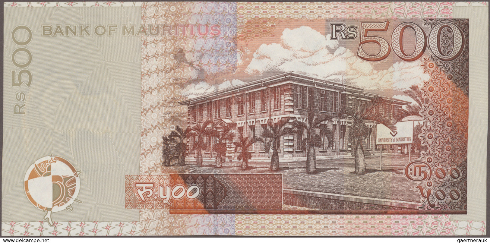 Mauritius: Bank Of Mauritius, Huge Lot With 11 Banknotes, Series 1998-2006, With - Mauritius