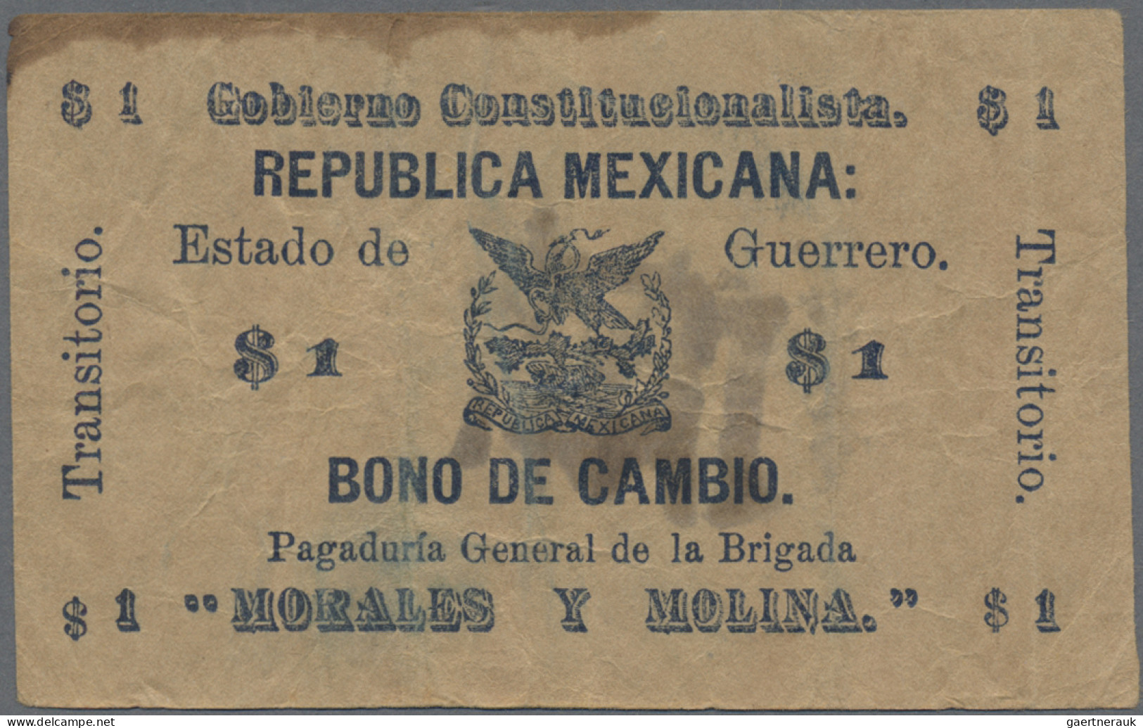 Mexico: Republica Mexicana – Pagadura General De La Brigada Morales Y Molina, 1 - Mexico