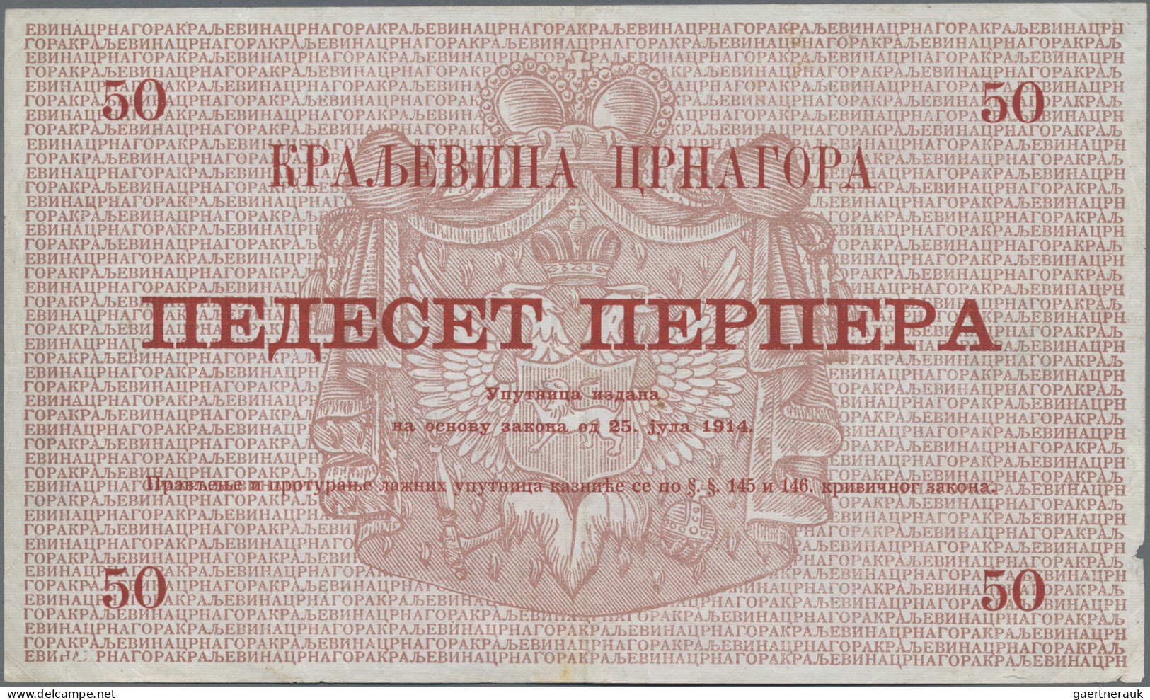 Montenegro: Kingdom Of Montenegro – Royal Government, Set With 10 Perpera 1914 ( - Sonstige – Europa