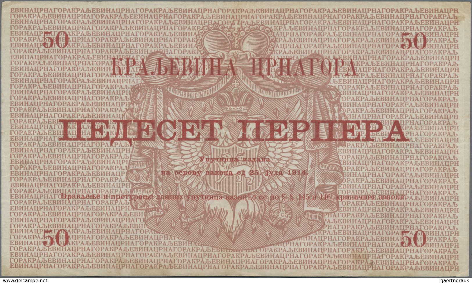 Montenegro: Kingdom of Montenegro – Royal Government, set with 10 Perpera 1914 (