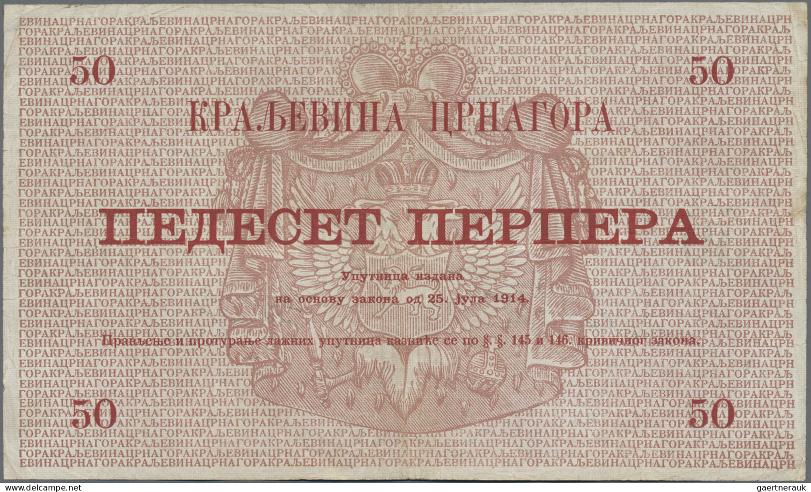 Montenegro: Kingdom of Montenegro – Royal Government, set with 10 Perpera 1914 (