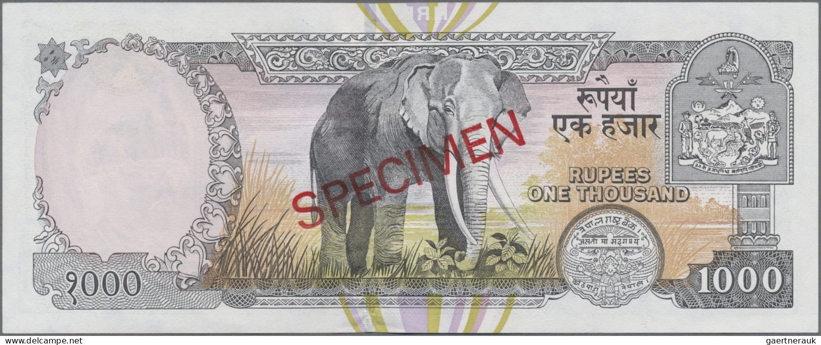 Nepal: Nepal Rastra Bank, 1.000 Rupees ND(2000) SPECIMEN, P.44as With Signature: - Népal