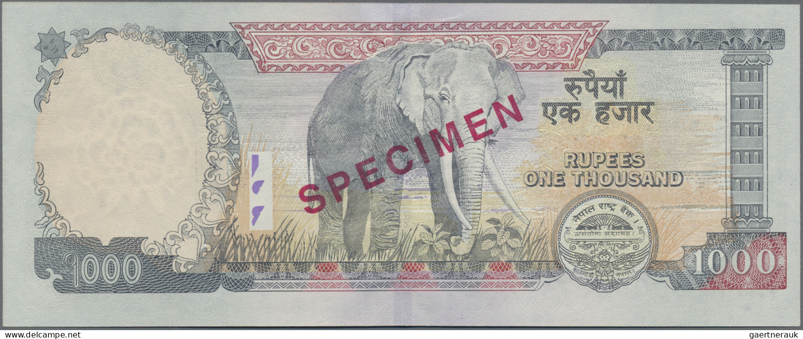 Nepal: Nepal Rastra Bank, 1.000 Rupees ND(2010) SPECIMEN, P.68as With Signature: - Nepal