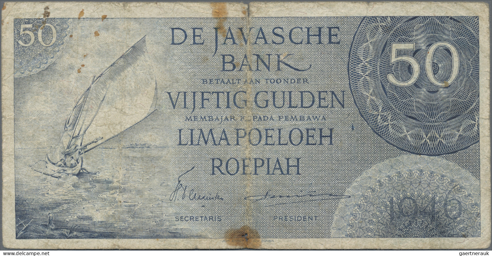 Netherlands Indies: De Javasche Bank, Lot With 10 Banknotes, 1946 And 1948 Serie - Dutch East Indies