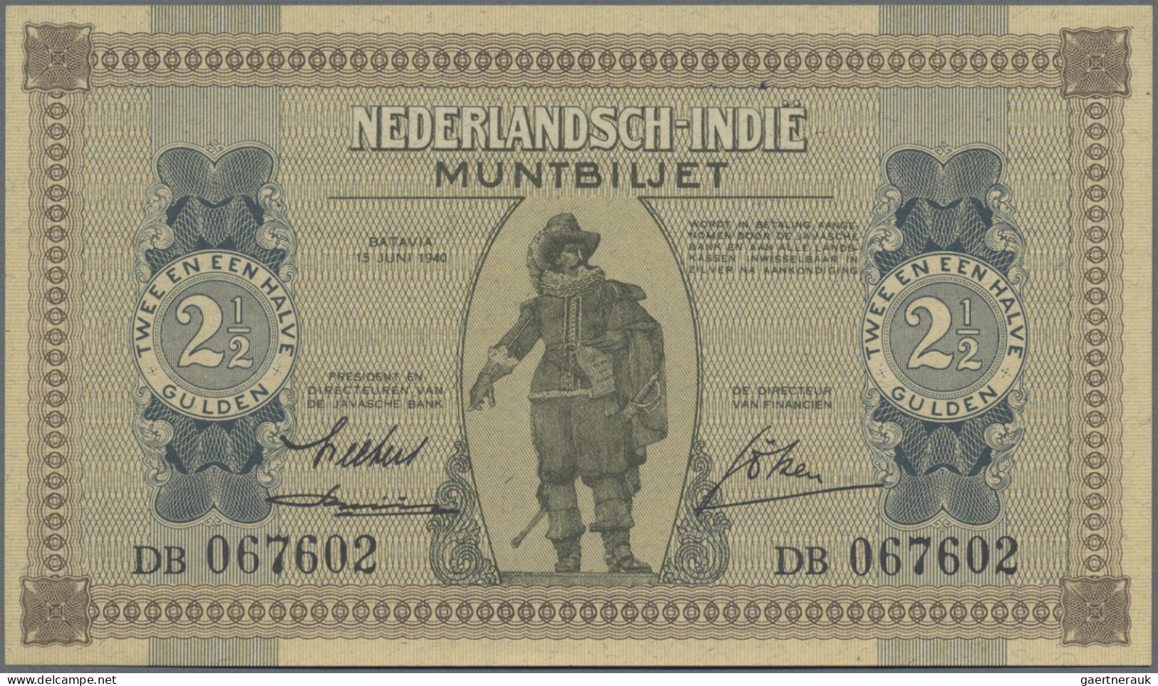 Netherlands Indies: Ministry Of Finance – Javasche Bank, Pair With 1 And 2 ½ Gul - Nederlands-Indië