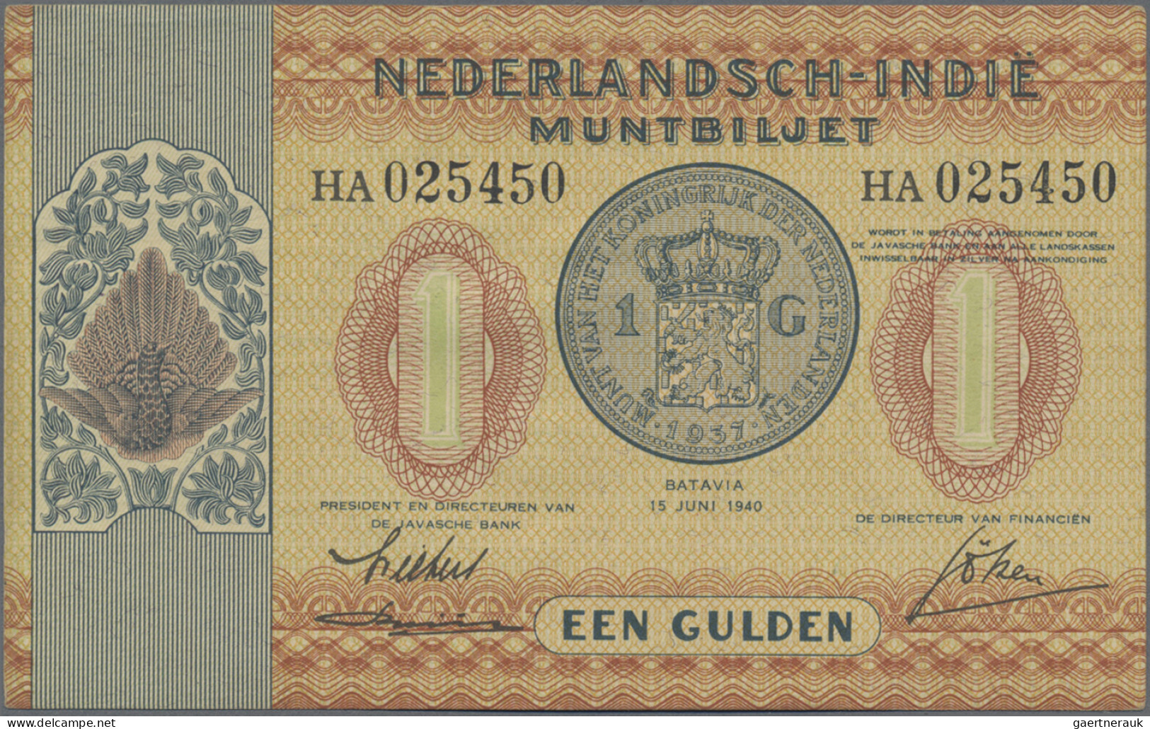 Netherlands Indies: Ministry Of Finance – Javasche Bank, Pair With 1 And 2 ½ Gul - Indes Neerlandesas