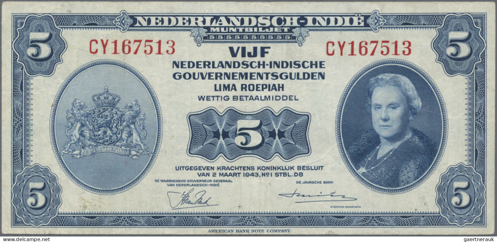 Netherlands Indies: Ministry of Finance / Javasche Bank, nice set with 5 banknot