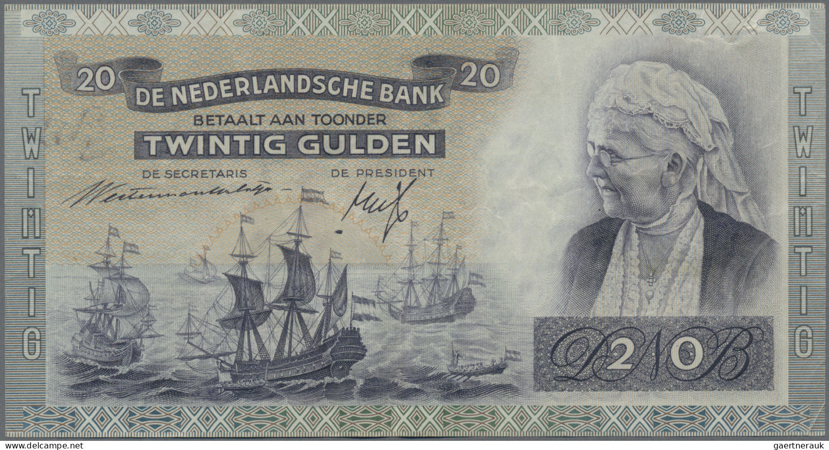 Netherlands: De Nederlandsche Bank, 20 Gulden With Overprint "Amsterdam 19 Maart - Sonstige & Ohne Zuordnung
