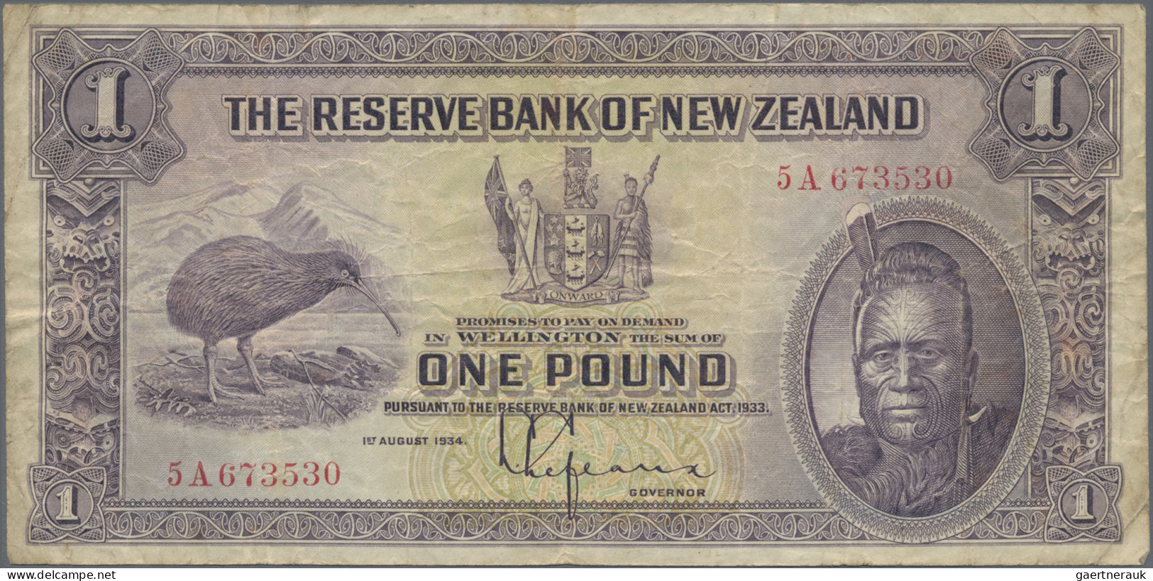 New Zealand: The Reserve Bank Of New Zealand, 1 Pound 1934, P.155, Still Nice Wi - Nieuw-Zeeland