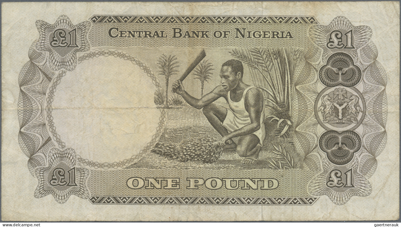 Nigeria: Central Bank of Nigeria, lot with 5 banknotes, series 1967/68, with 1 P