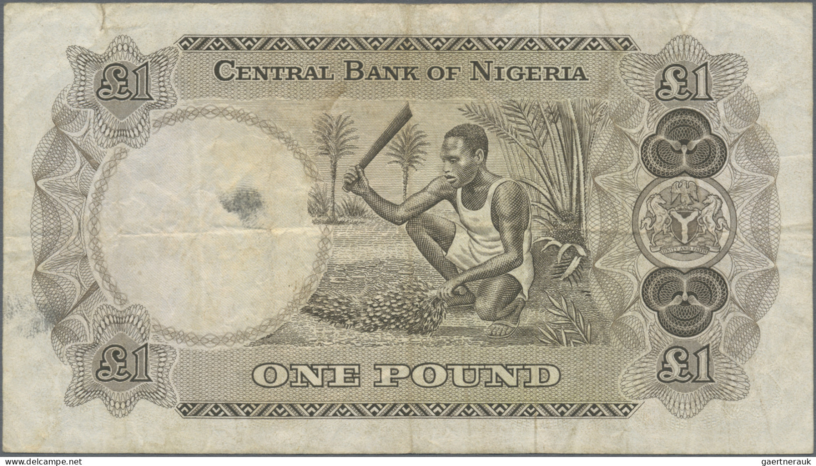 Nigeria: Central Bank of Nigeria, lot with 5 banknotes, series 1967/68, with 1 P