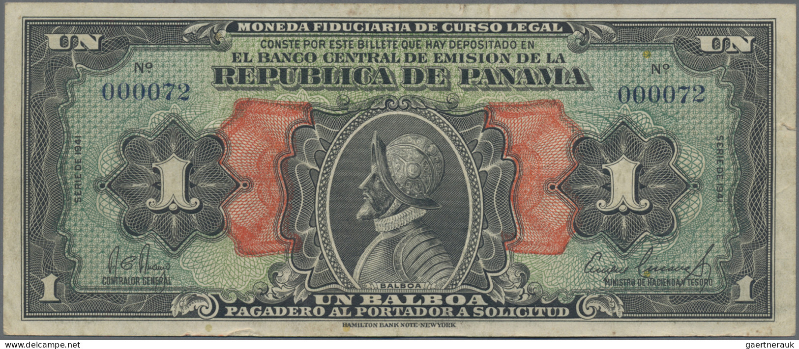 Panama: Banco Central De Emisión De La República De Panamá, 1 Balboa 1941 With S - Panama