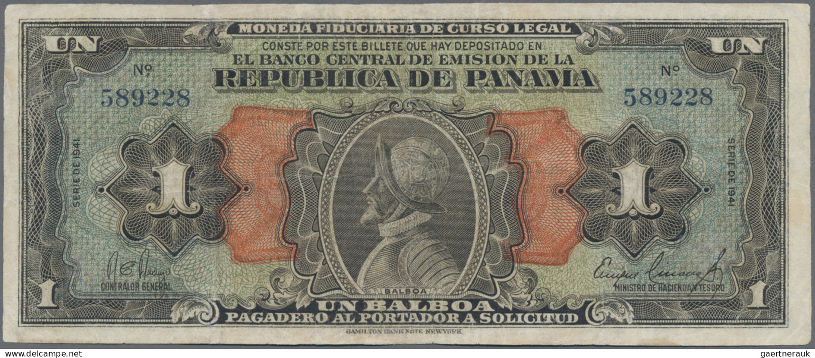 Panama: Banco Central De Emisión De La República De Panamá, 1 Balboa 1941, P.22, - Panama