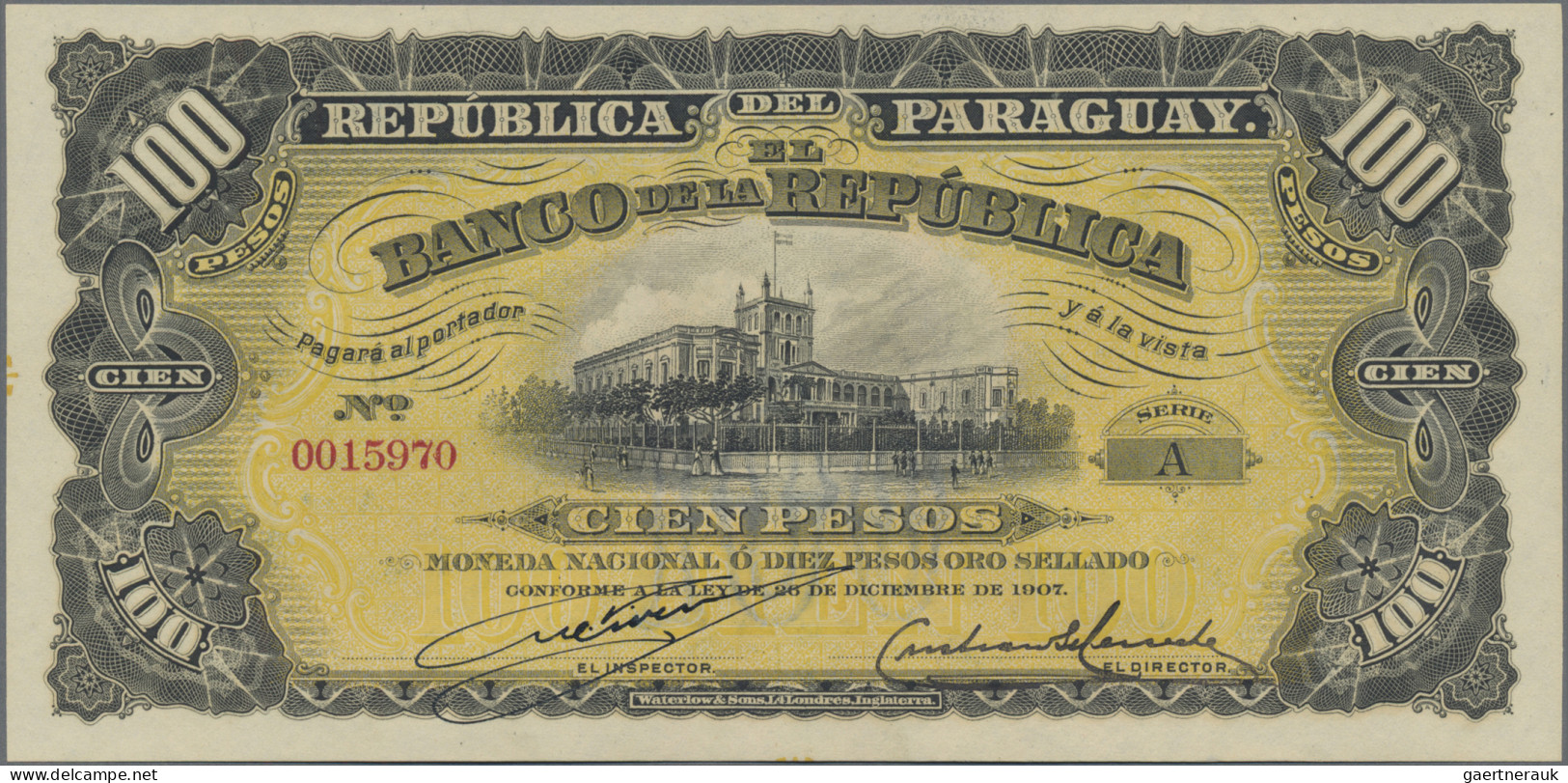 Paraguay: El Tesoro Nacional 3 Pesos ND(1865) With Signatures: Pascual Bedoya & - Paraguay