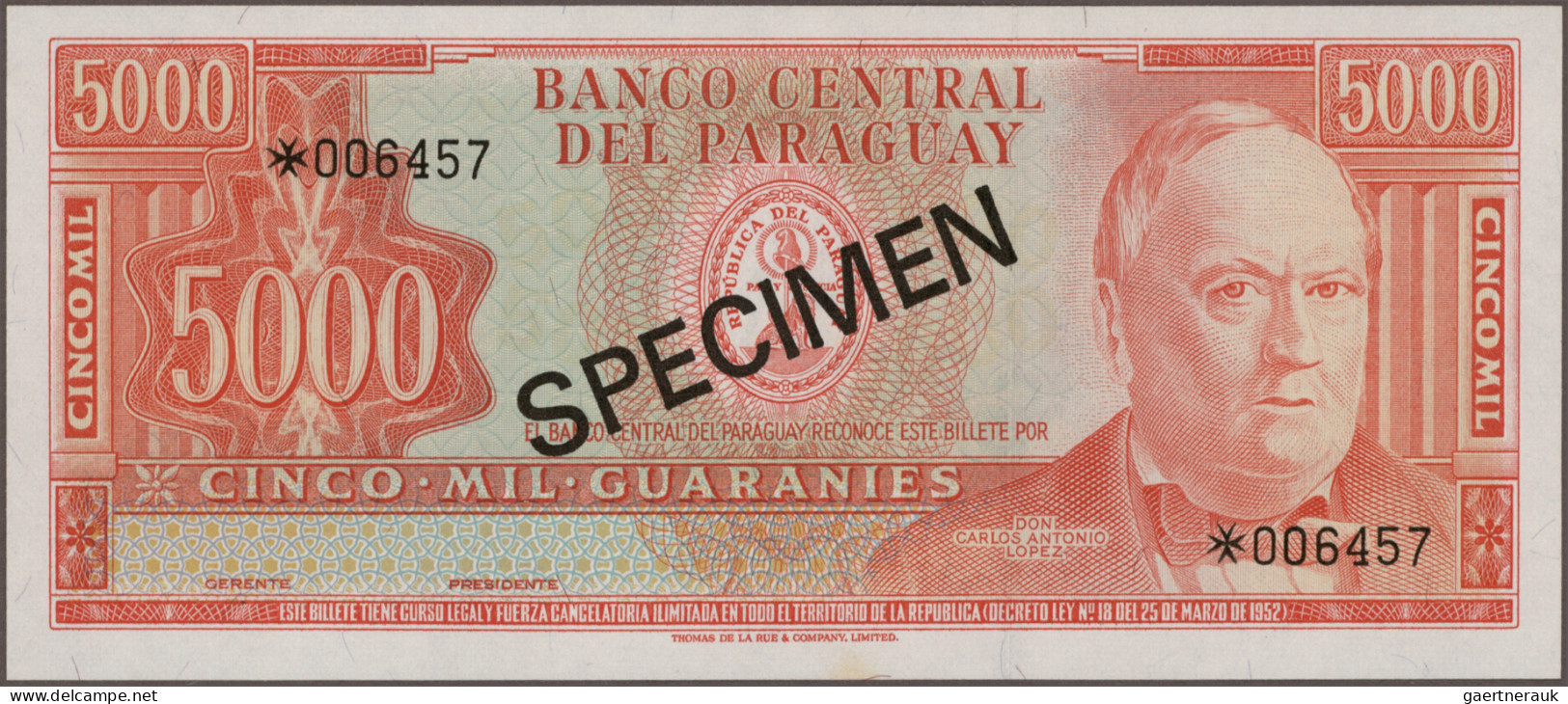 Paraguay: Banco Central del Paraguay, huge lot with 26 banknotes, series 1962-20