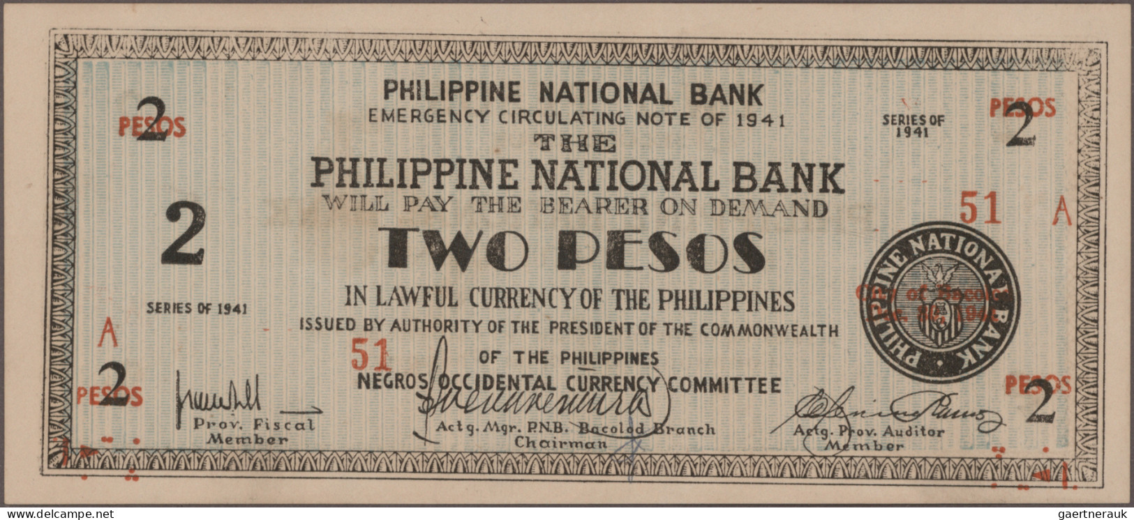 Philippines: Collectors album with 132 banknotes Emergency Issues WWII, series 1