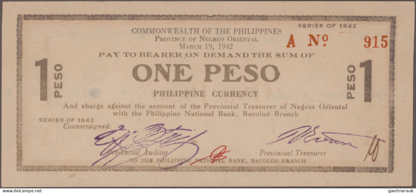 Philippines: Collectors album with 132 banknotes Emergency Issues WWII, series 1