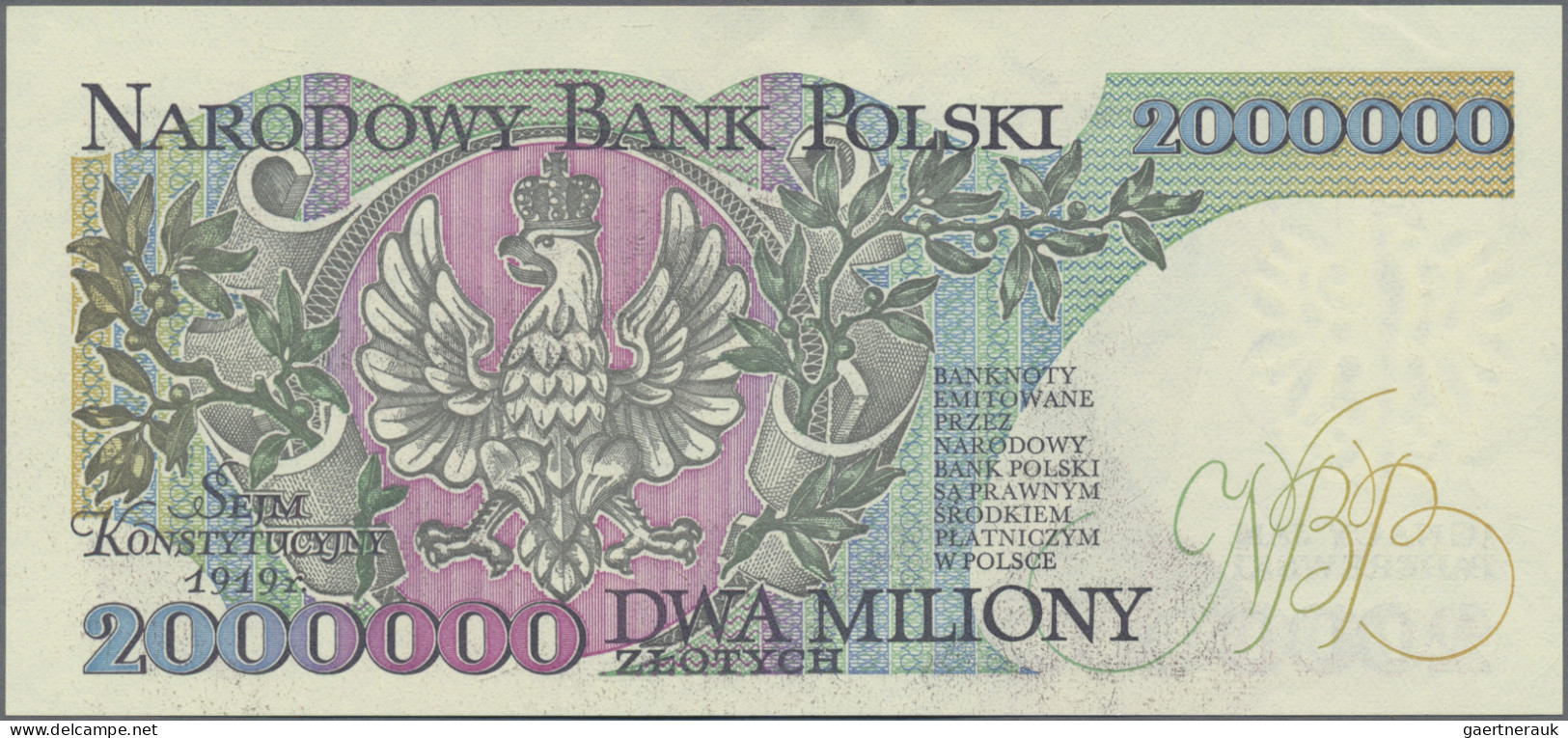 Poland - Bank Notes: Narodowy Bank Polski, Pair With 1 Million Zlotych 1991 (P.1 - Poland
