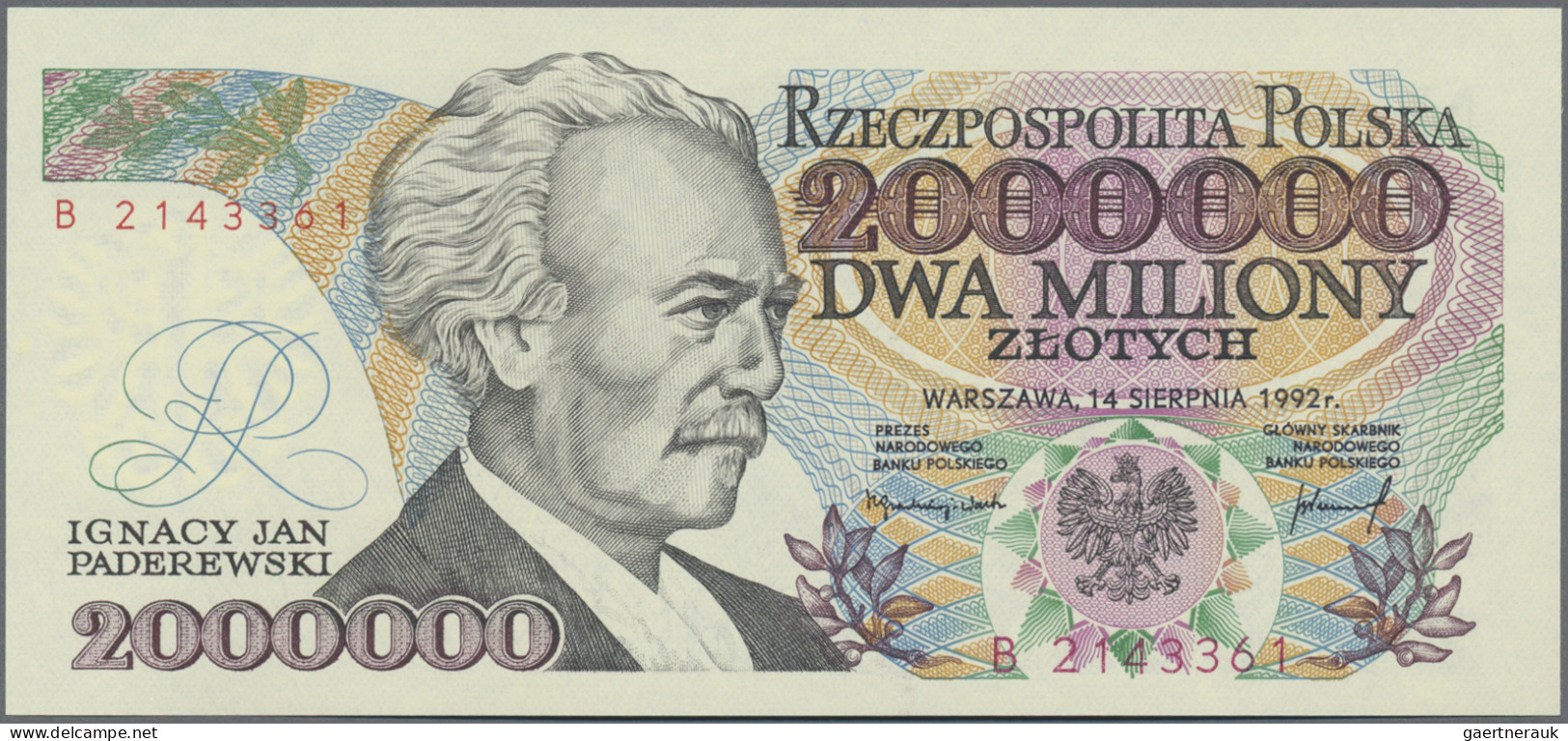 Poland - Bank Notes: Narodowy Bank Polski, Pair With 2 Million Zlotych 1992 And - Poland