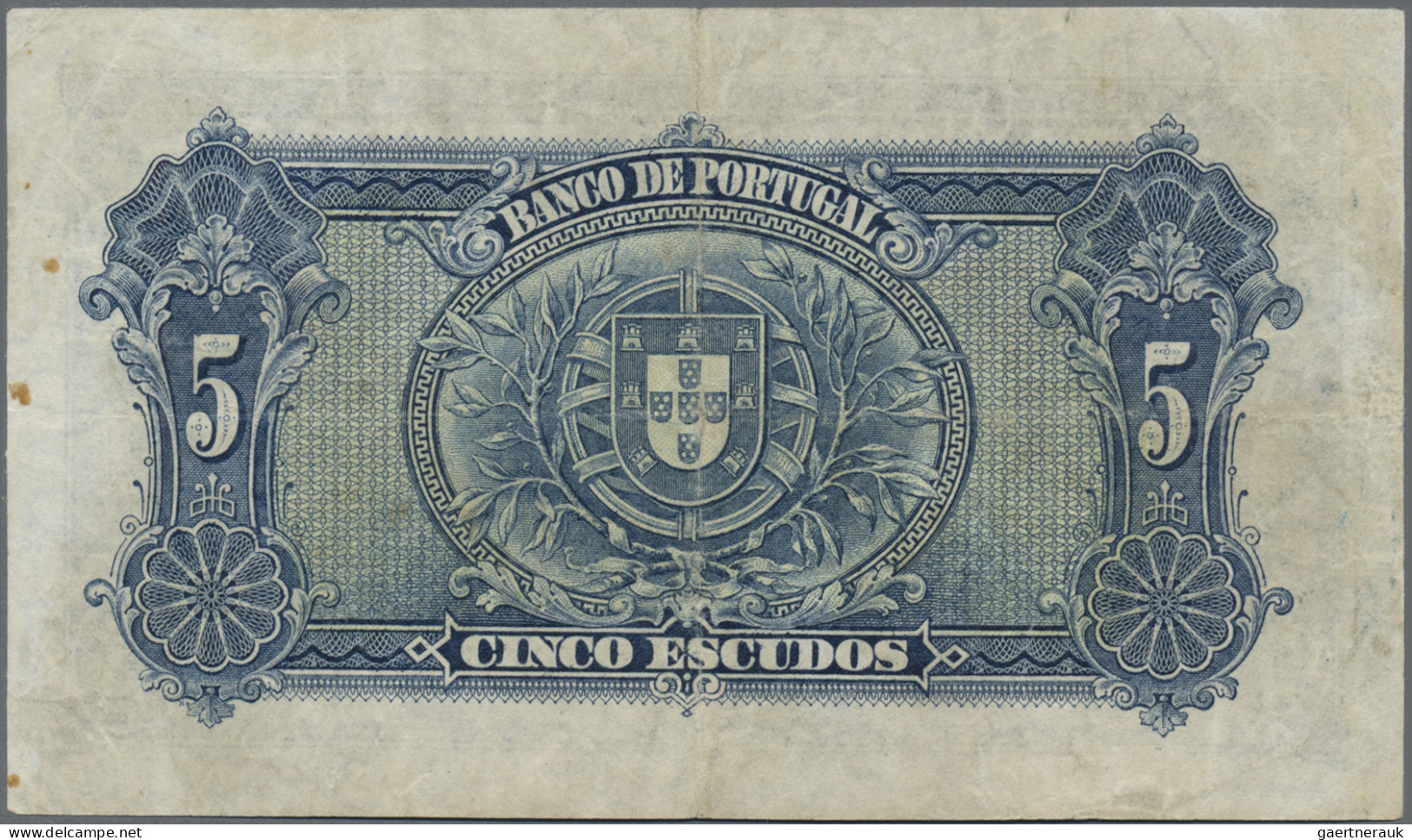 Portugal: Banco De Portugal 5 Escudos 1925, P.133, Slightly Toned Paper, Some Sm - Portugal