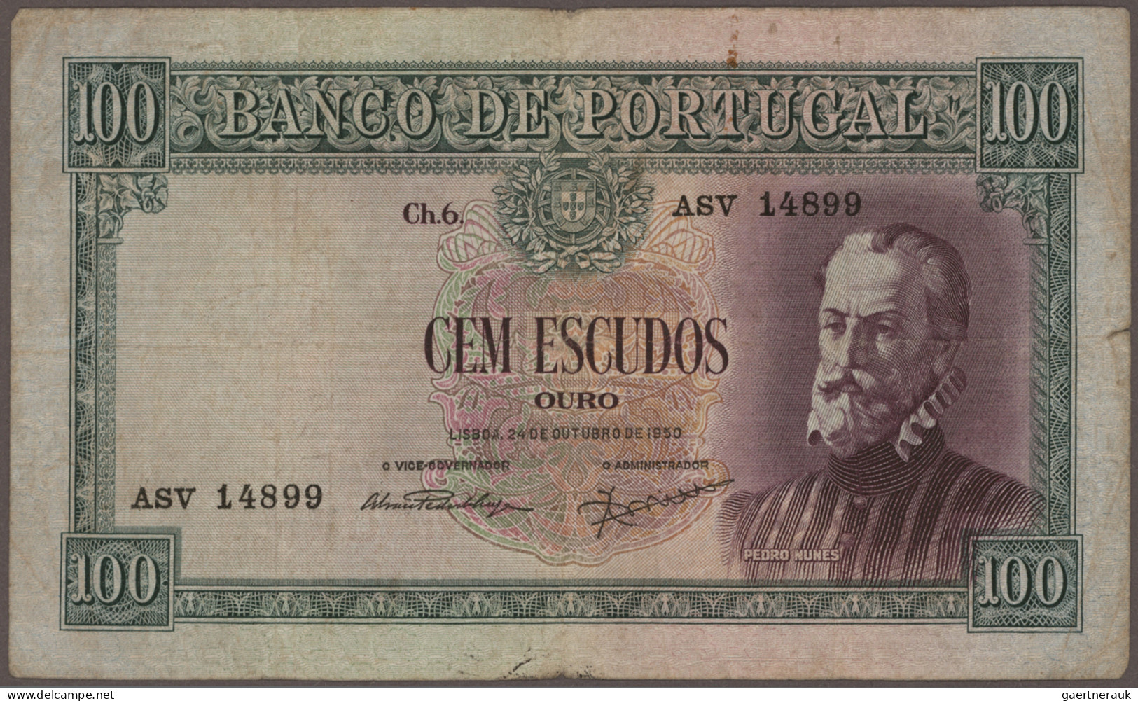 Portugal: Banco De Portugal, Lot With 4 Banknotes, Series 1938-1959, With 50 Esc - Portugal