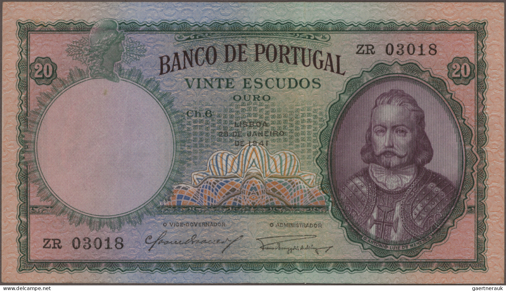 Portugal: Banco De Portugal, Lot With 4 Banknotes, Series 1938-1959, With 50 Esc - Portugal