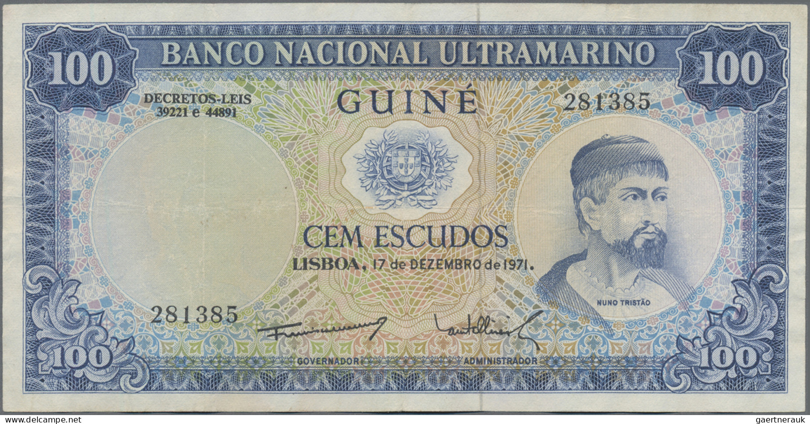 Portuguese Guinea: Banco Nacional Ultramarino – GUINEE, Lot With 3 Banknotes, 50 - Guinee