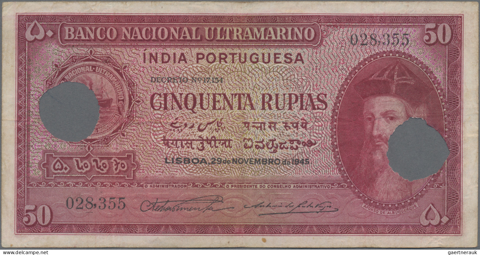 Portuguese India: Banco Nacional Ultramarino – INDIA PORTUGUESA, Set With 10, 20 - Indien