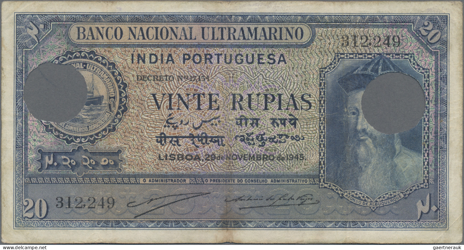 Portuguese India: Banco Nacional Ultramarino – INDIA PORTUGUESA, Set With 10, 20 - India