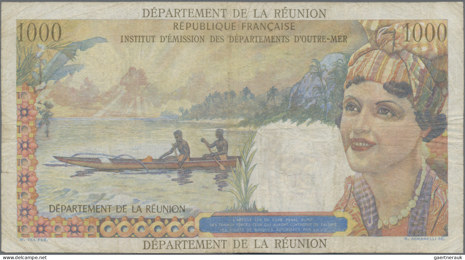 Réunion: Institut D'Émission Des Départements D'Outre-Mer – REUNION, Pair With 1 - Riunione