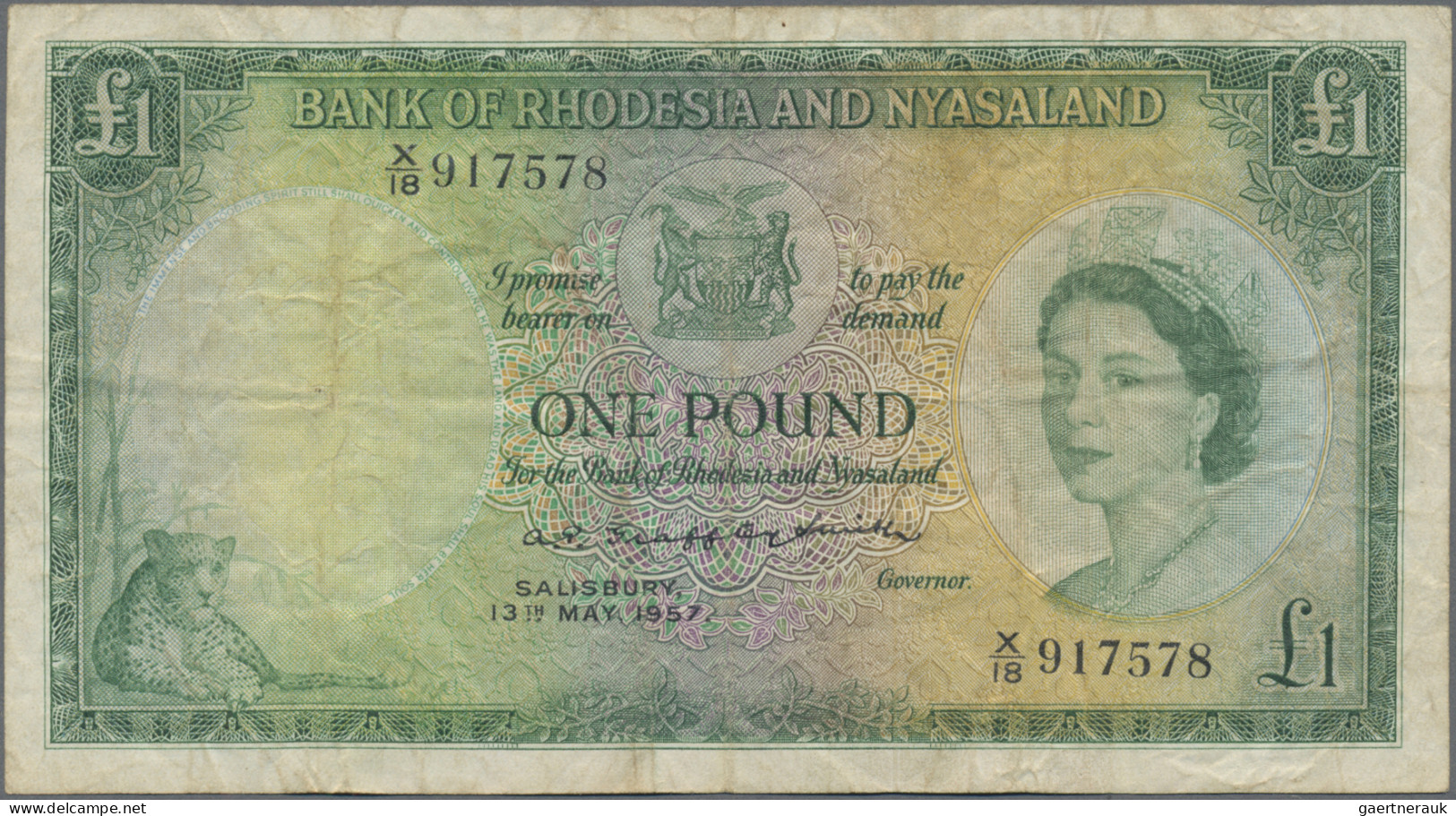 Rhodesia & Nyasaland: Bank Of Rhodesia And Nyasaland, Set With 10 Shillings And - Rhodesia
