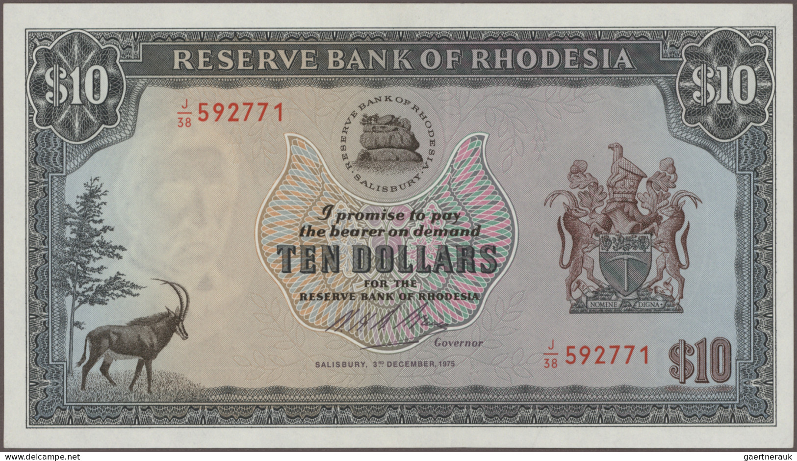 Rhodesia: Reserve Bank Of Rhodesia, Huge Lot With 13 Banknotes, Series 1964-1979 - Rhodesië