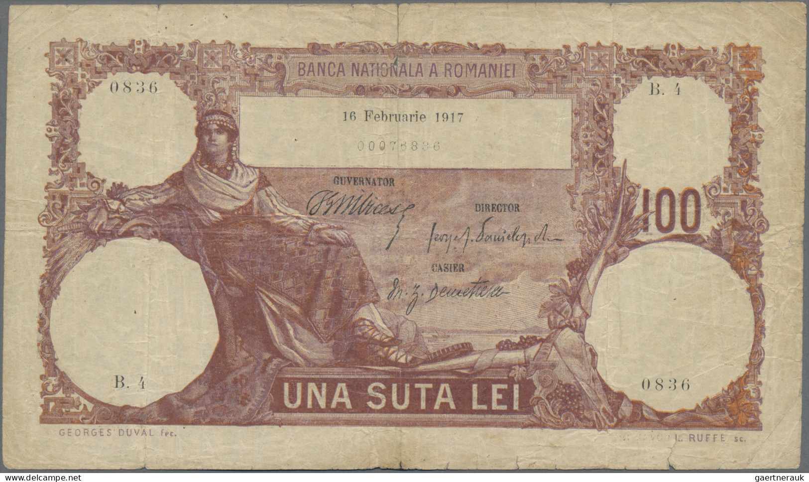 Romania: Banca Naţională A României, 100 Lei 16th February 1917, P.25a, Very Rar - Roemenië