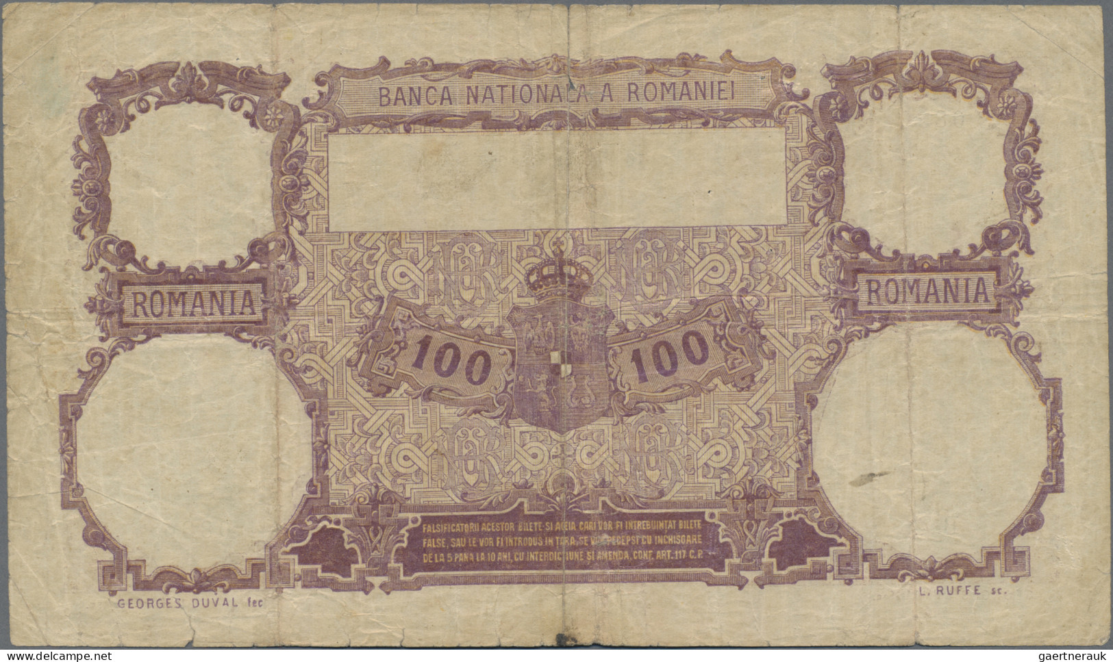 Romania: Banca Naţională A României, 100 Lei 16th February 1917, P.25a, Very Rar - Roumanie