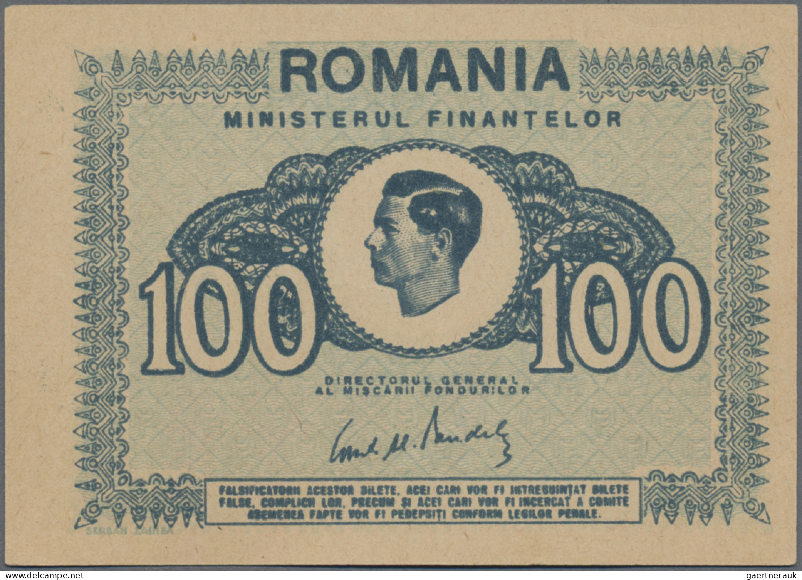 Romania: Ministry Of Finance, Set With 4 Banknotes, Series 1917 And 1945, With 1 - Rumania