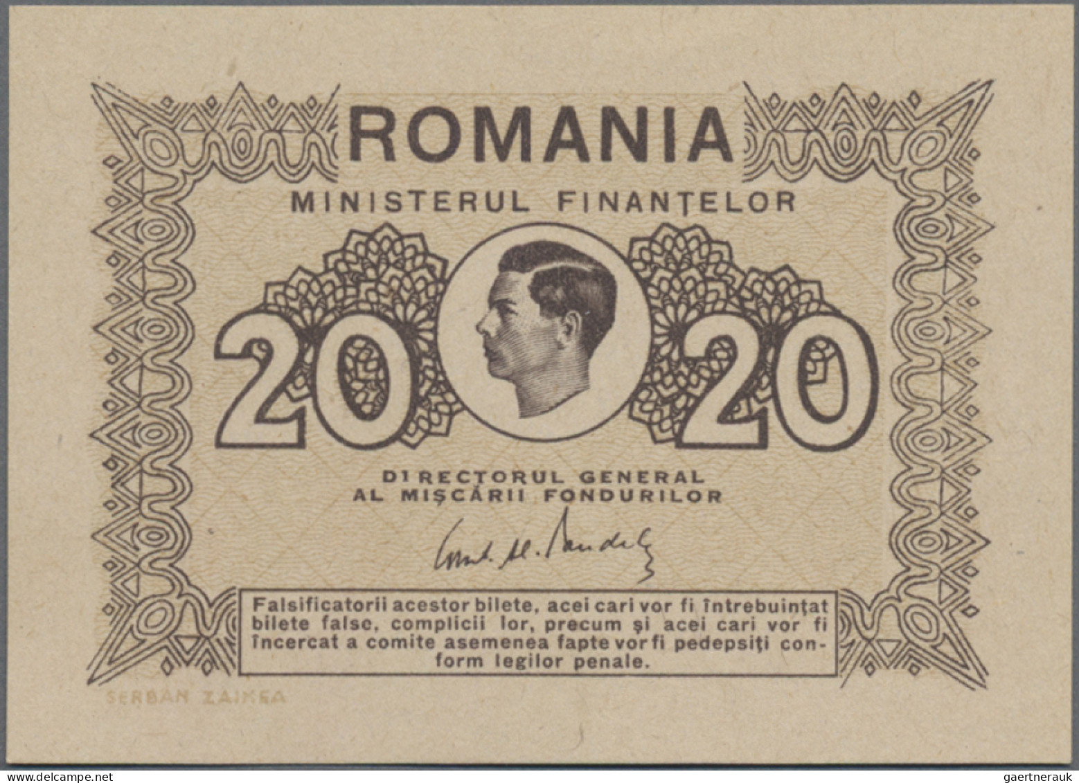 Romania: Ministry Of Finance, Set With 4 Banknotes, Series 1917 And 1945, With 1 - Rumania