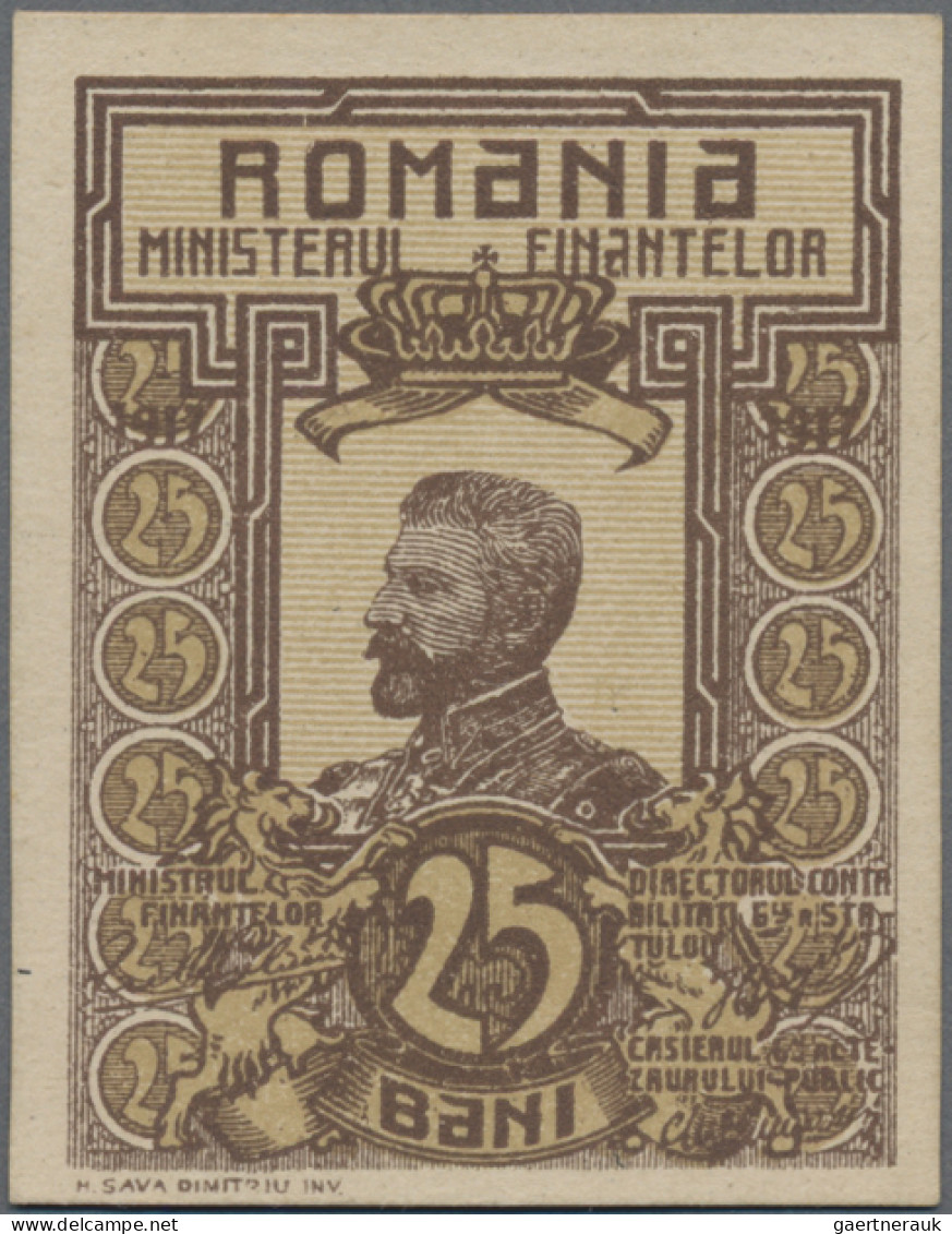 Romania: Ministry Of Finance, Set With 4 Banknotes, Series 1917 And 1945, With 1 - Rumänien