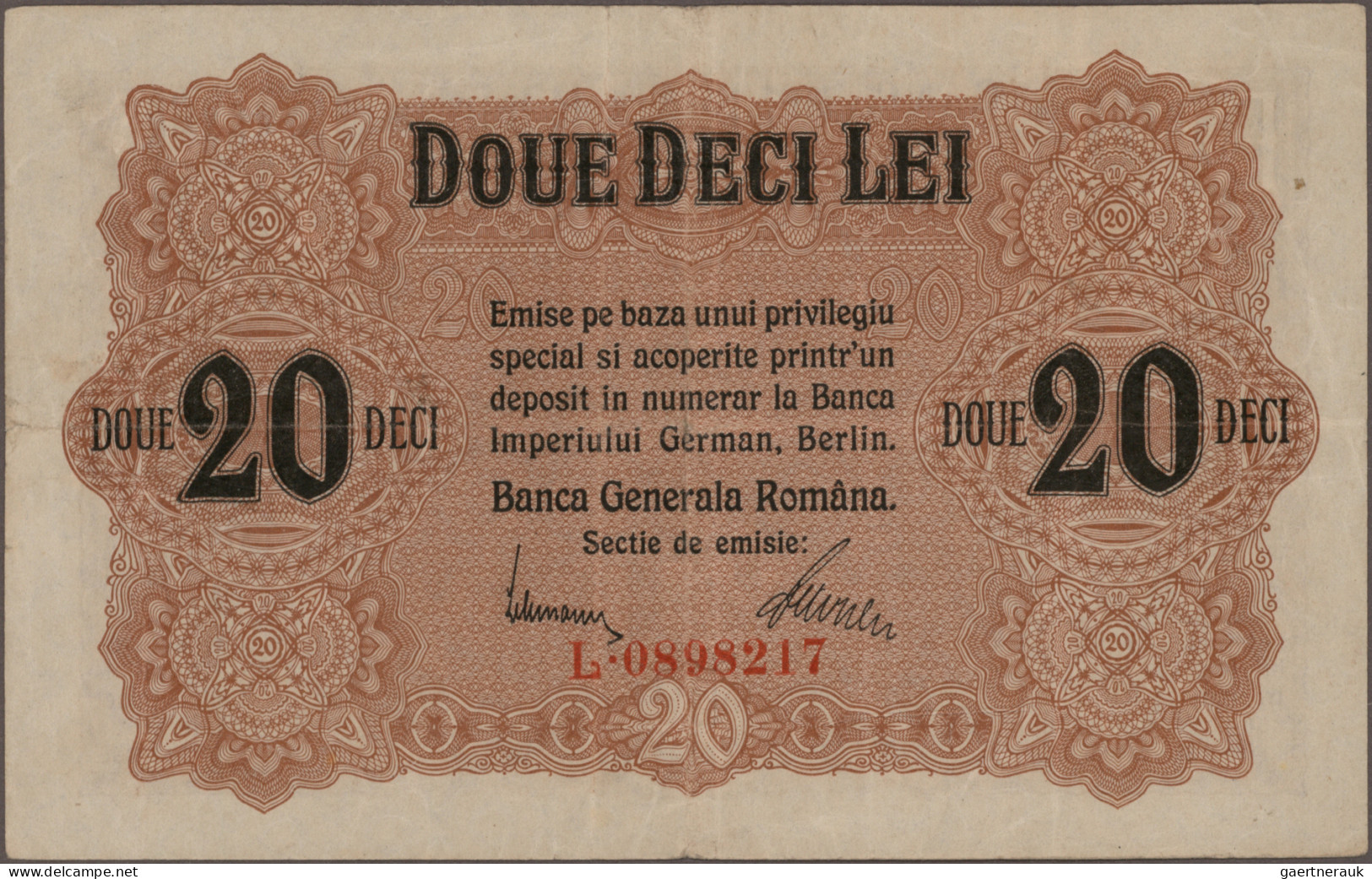 Romania: Banca Generală Română – German Occupation WW I, Set With 4 Banknotes, S - Roemenië