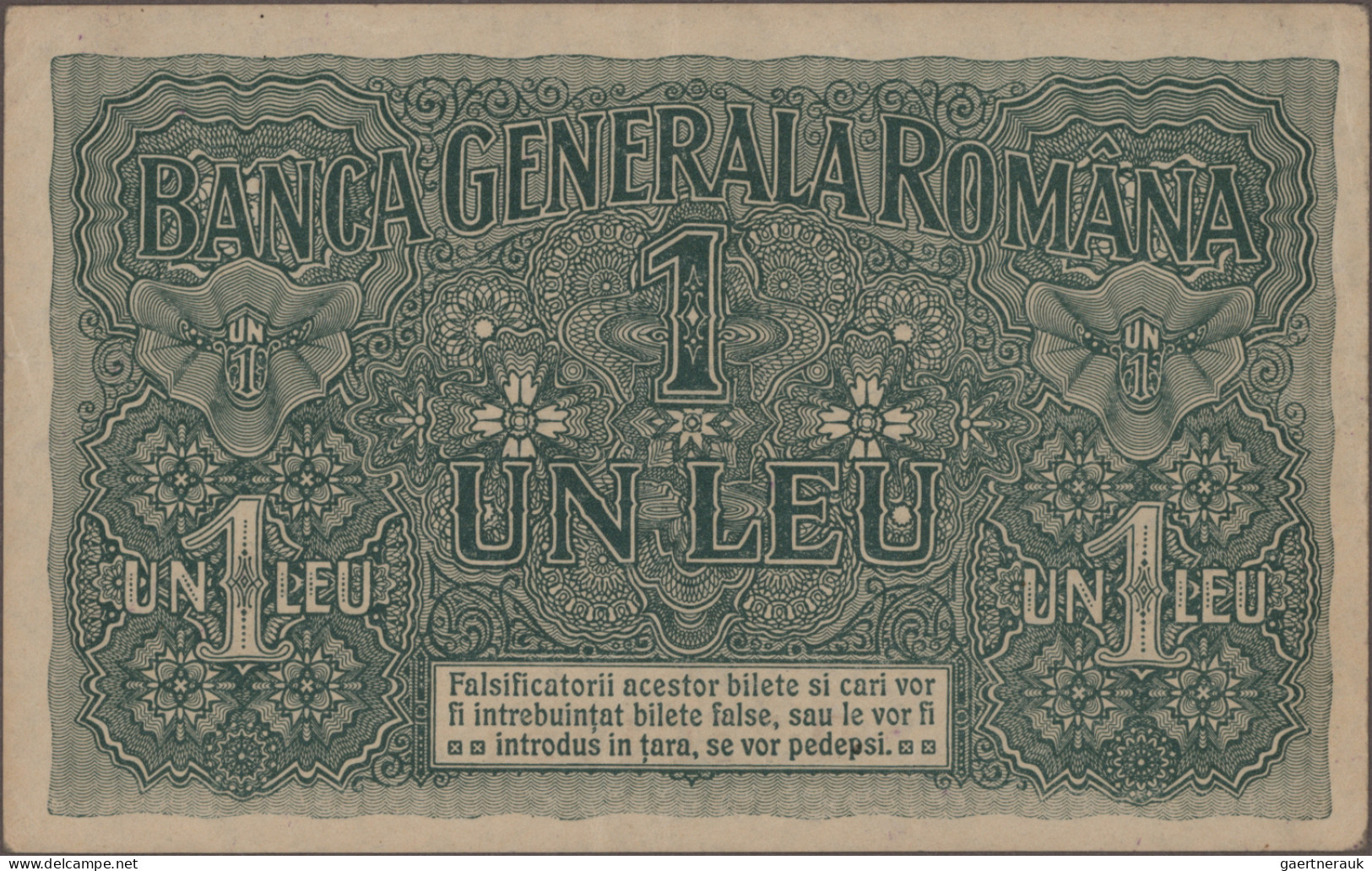 Romania: Banca Generală Română – German Occupation WW I, set with 4 banknotes, s