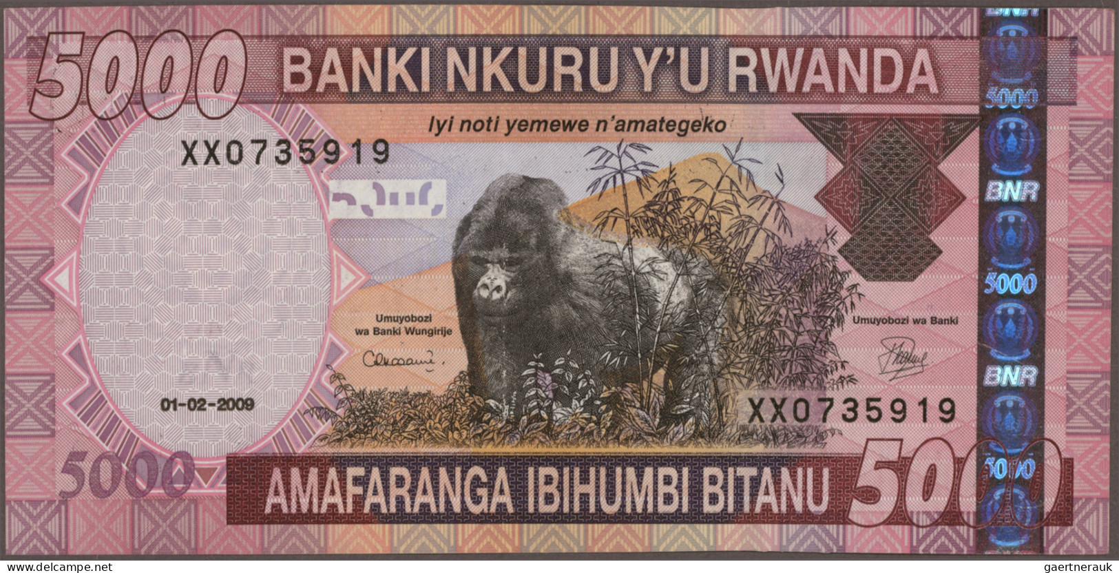 Rwanda: Banque Nationale du Rwanda, huge lot with 26 banknotes, series 1964-2009