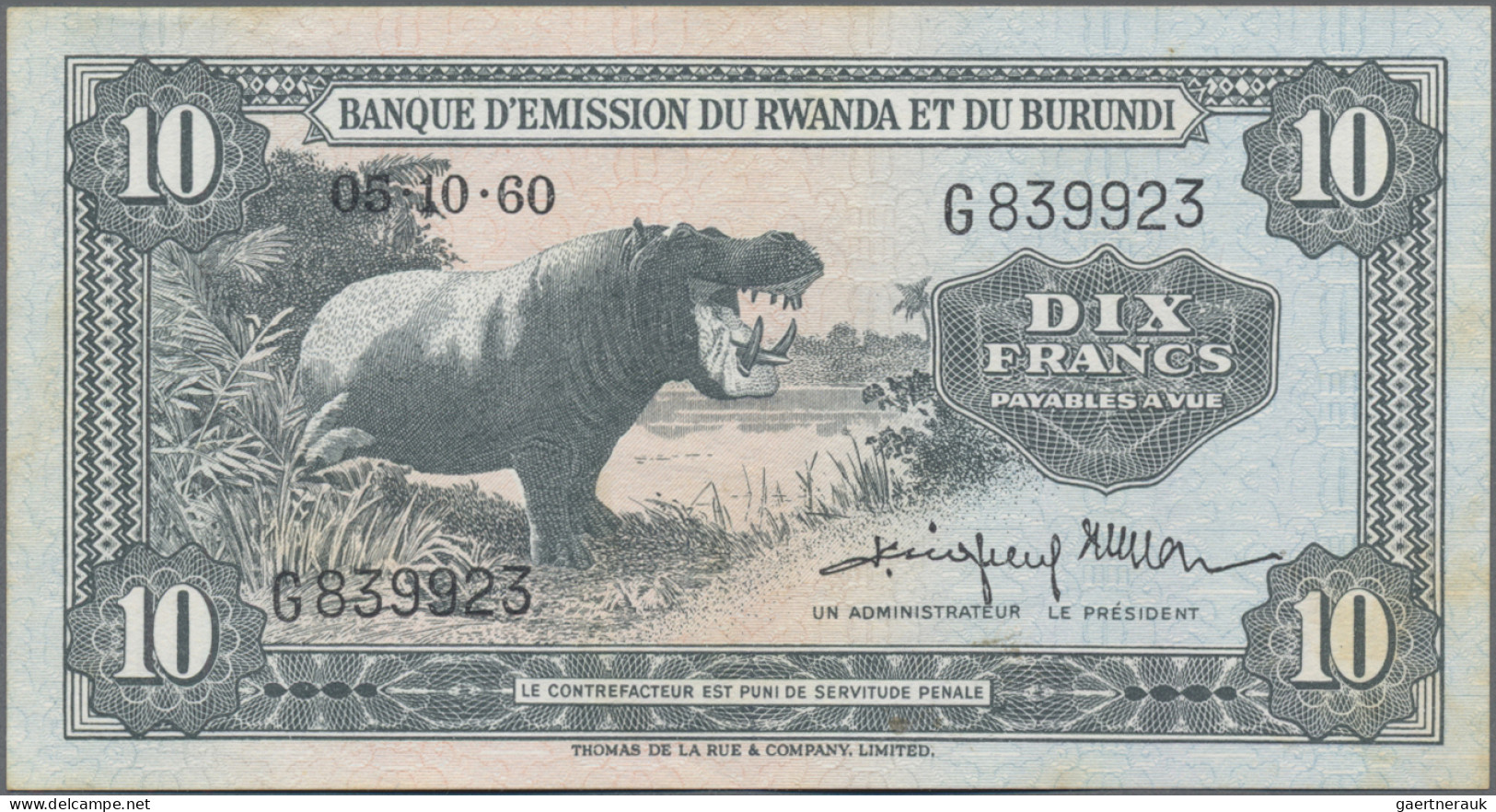 Rwanda-Burundi: Banque D'Émission Du Rwanda Et Du Burundi, Lot With 3 Banknotes, - Ruanda-Burundi