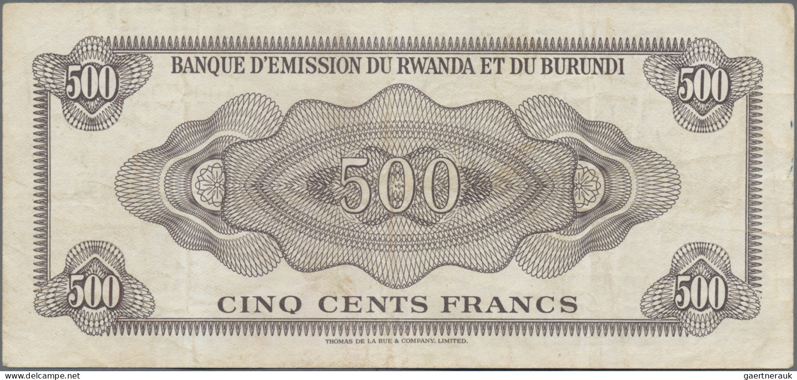 Rwanda-Burundi: Banque D'Émission Du Rwanda Et Du Burundi, 500 Francs 1960, P.6a - Ruanda-Burundi