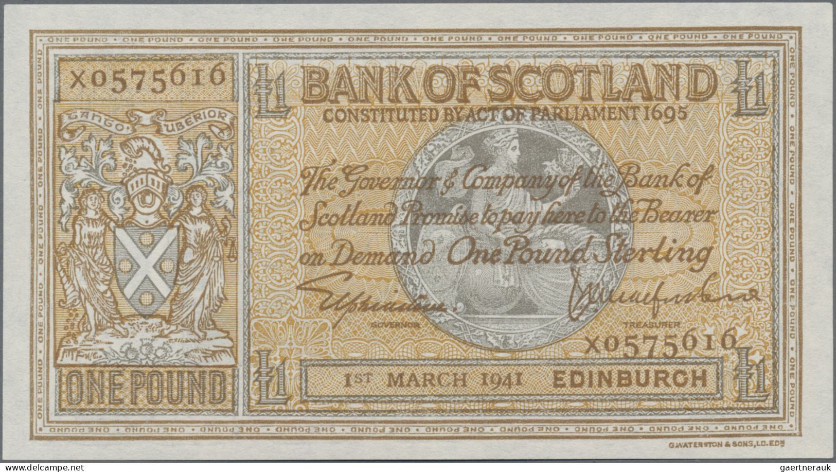 Scotland: Bank Of Scotland, 1 Pound 1st March 1941, P.91b, Great Original Shape, - Andere & Zonder Classificatie