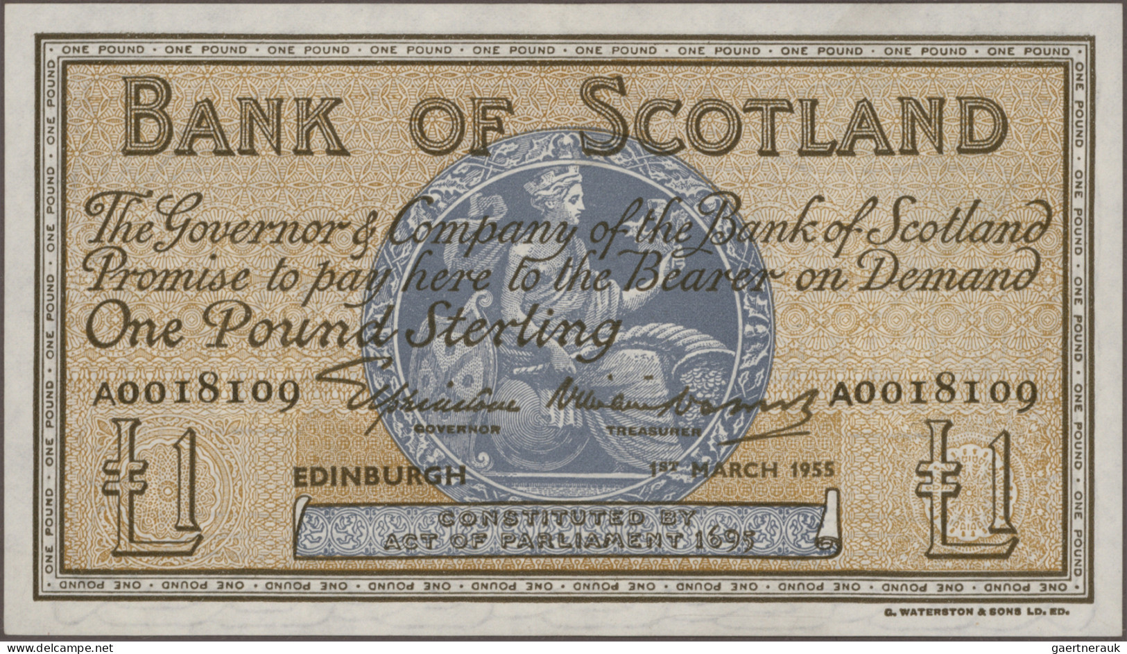 Scotland: Bank Of Scotland, Nice Lot With 5 Banknotes, Series 1945-1956, With 1 - Otros & Sin Clasificación